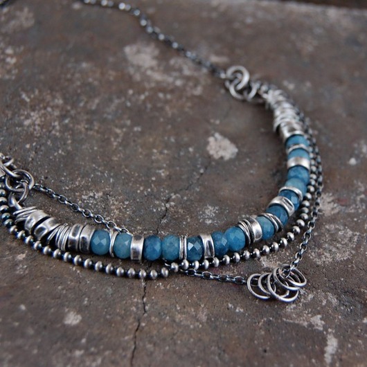 srebrne naszyjniki Akwamaryn - naszyjnik