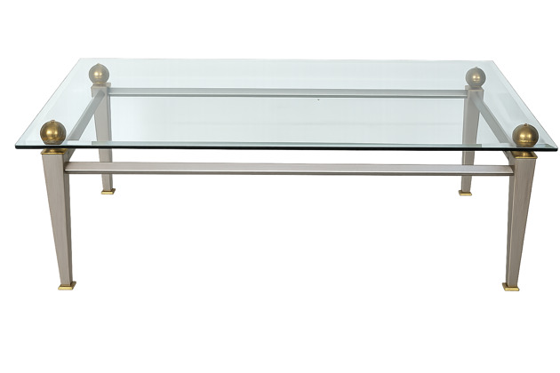 stoliki kawowe Ława Art Deco z metalu, mosiądzu i szkła 