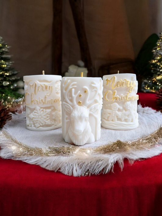 świeczniki i świece Zestaw 3 świec sojowych Christmas świece sojowe świeca sojowa