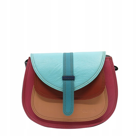 torby na ramię Torebka damska na ramię skórzana pojemna kolorowa ze skrawków eko OLIVKA