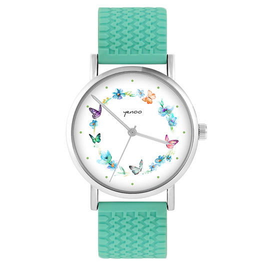 zegarki damskie Zegarek - Kolorowy wianek - silikonowy, turkus