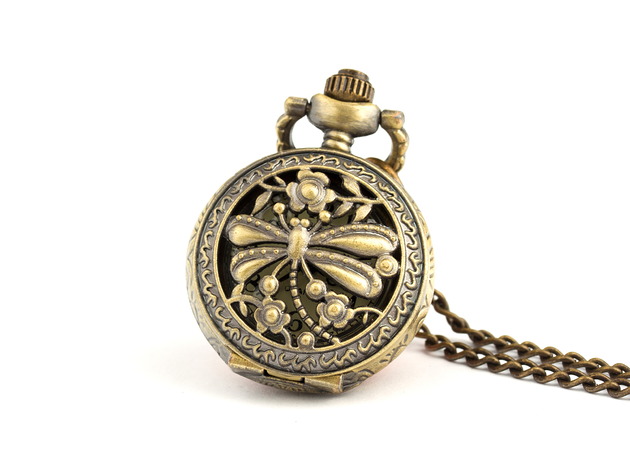 zegarki na łańcuszku Zegarek kwarcowy, wisiorek - Ważka na szczęście