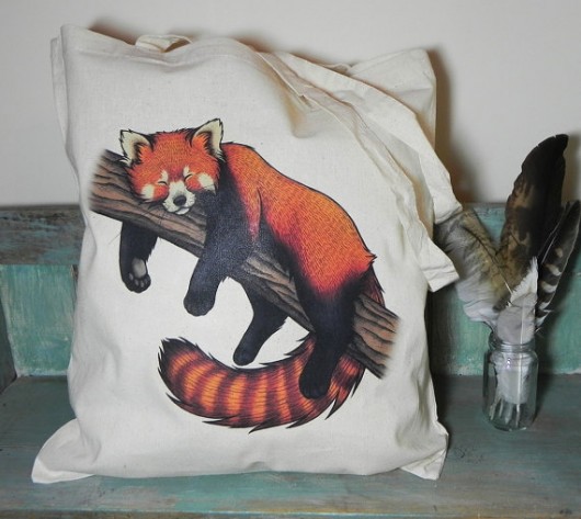Ekologiczna torba bawełniana, panda czerwona nkcraftstudio