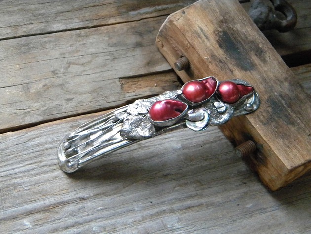 spinki i klamry do włosów Czerwone perły  - klamra