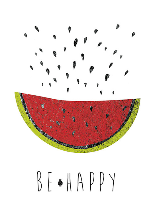 BE  HAPPY  - plakat ilustrowany (basic size) Ananas Project