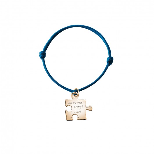 Bransoletka sznurkowa - puzzle grawer pozłac. by ilo