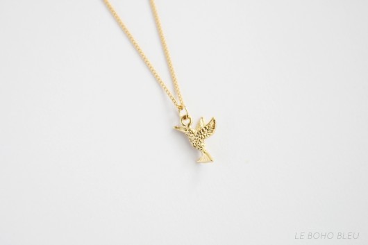 złote naszyjniki 16k Gold Plated Hummingbird Necklace