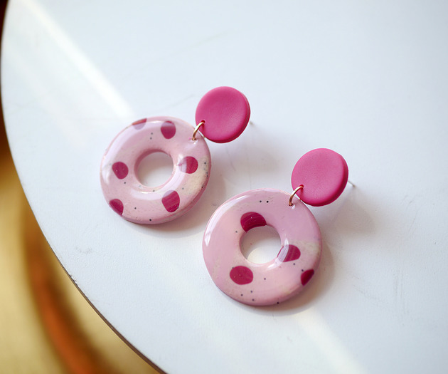 Kolczyki wiszące PINK róż malinowe MODELINOVA