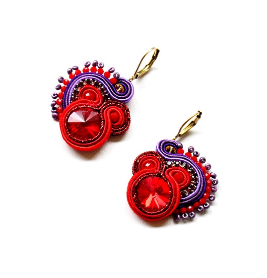 kolczyki soutache Sutaszowe kolczyki RED