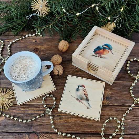 podkładki do kuchni Zestaw 6 podkładek pod kubek - ptaki