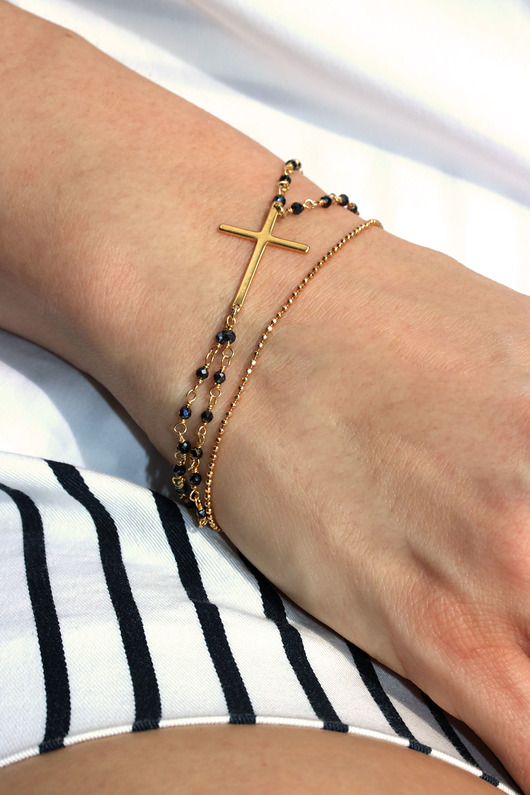 Bransoletka Spinel Metalizowany złoto krzyż Brazi Druse Jewelry