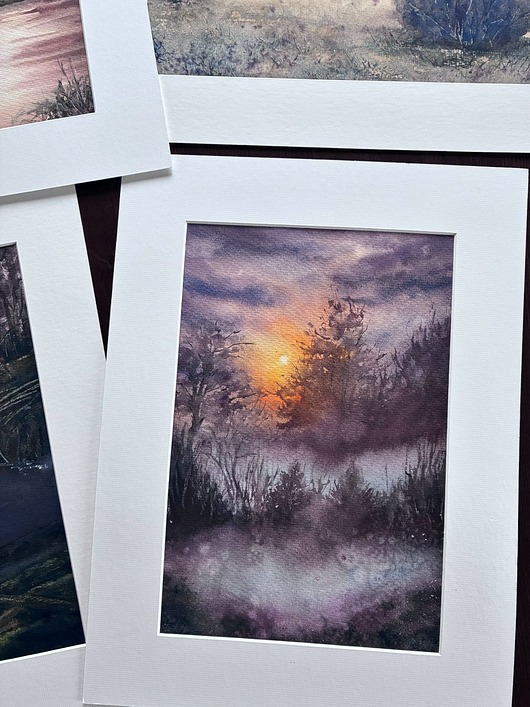 obrazy Akwarela -  Magiczny Las II  oprawiony w passe-partout  30x40 cm