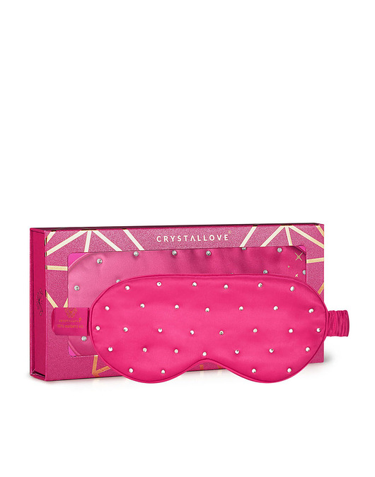 opaski na oczy CRYSTALLOVE Opaska na oczy z jedwabiu z kryształkami - hot pink