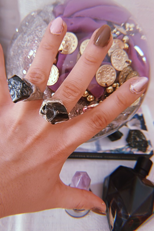 pierścionki - różne SEN WULKANÓW - pierścionki z obsydianem