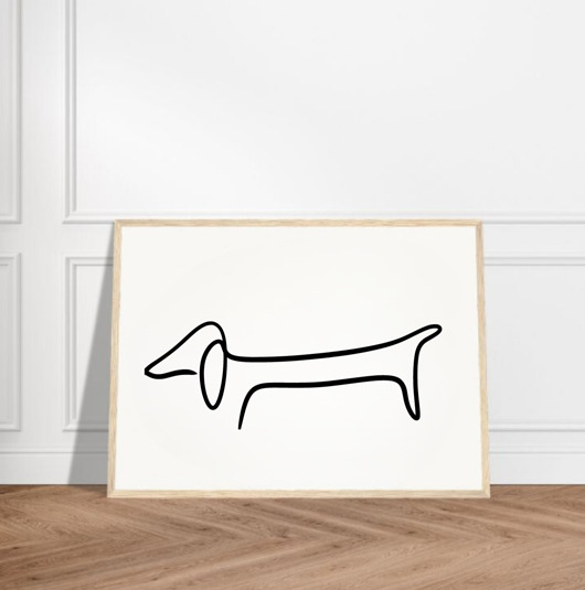 plakaty PLAKAT z psem, PIES, jamnik ilustracja, rysunek
