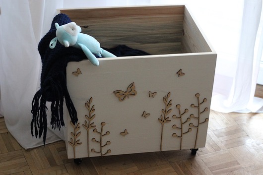 Duża skrzynia na zabawki motyle  Little Wood Bunny