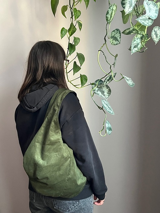 torby na ramię Hobo bag zielona z podszewką w lastryko