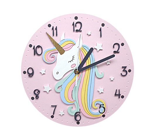 zegary Zegar ścienny dla dziewczynki z jednorożcem