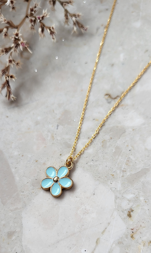 złote naszyjniki BLOSSOM BLUE -unikat naszyjnik srebro złocone