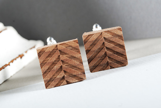 TWEED - drewniane spinki mankietowe w pudełku MOODFORWOOD Studio