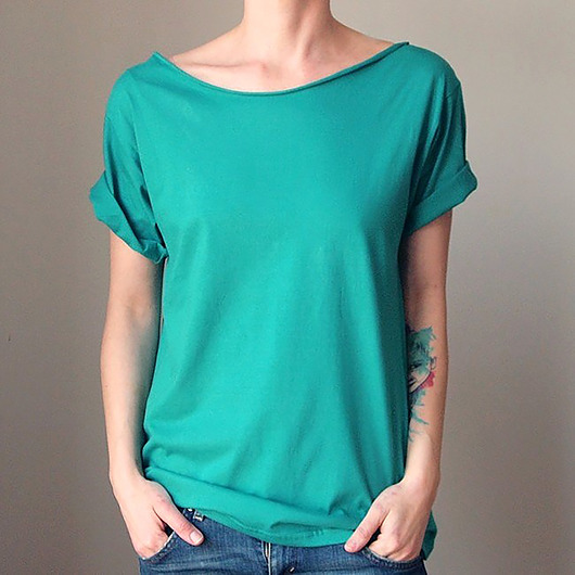 t-shirt damskie Szafirowy Oversize Bez nadruku