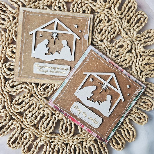 kartki świąteczne Kartki bożonarodzeniowa ze święta rodziną - zestaw 2 szt