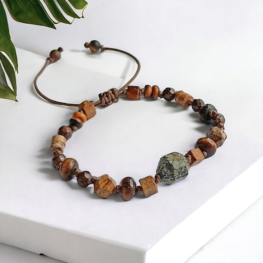 bransoletki z kamieni naturalnych Amulet - ZIEMIA- vol.III : turkus afrykański, jaspis, bronzyt, tygrysie oko