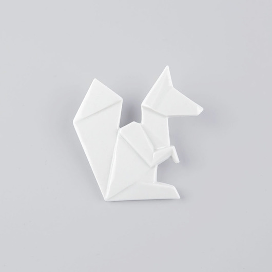 Broszka Porcelanowa Origami Wiewiórka Biała StehlikDesign