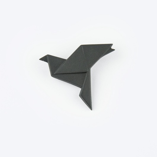 broszki Broszka Porcelanowa Origami Gołąb Czarna
