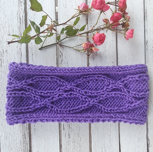 czapki damskie Opaska fiolet HANDMADE