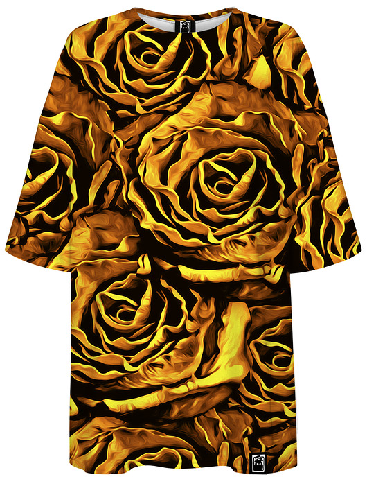 t-shirt damskie DR.CROW T-shirt Damski Oversize Gold Roses