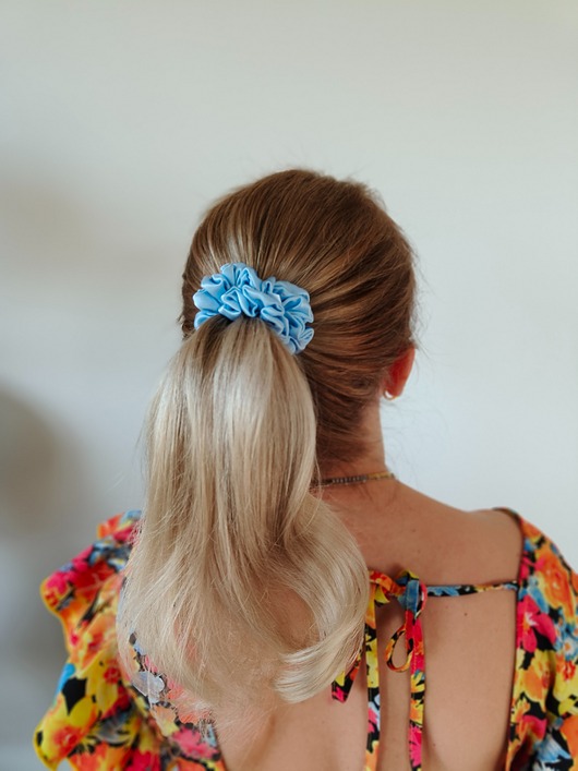 gumki do włosów Gumka jedwabna, scrunchie, frotka blue lagoon MIDI