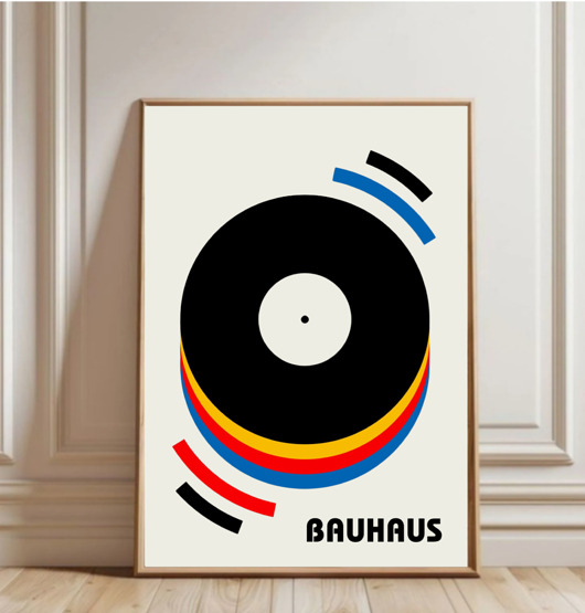 grafiki i ilustracje PLAKAT  retro Bauhaus muzyka płyta winylowa