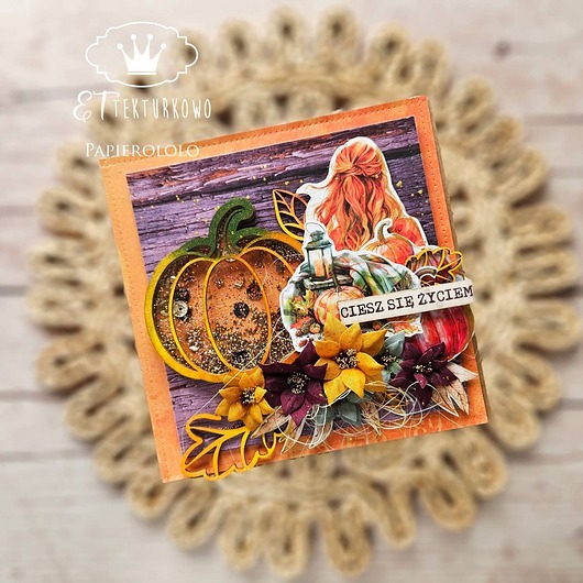 kartki scrapbooking Kartka z shakerem dynią