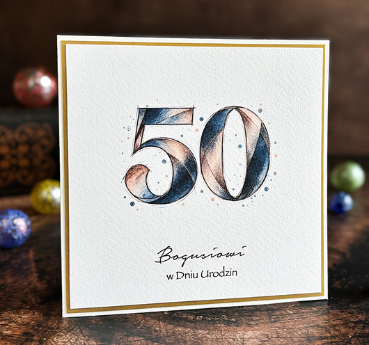 kartki scrapbooking Personalizowana kartka na 50. urodziny / Kolekcja Jubileuszowa, BH 56