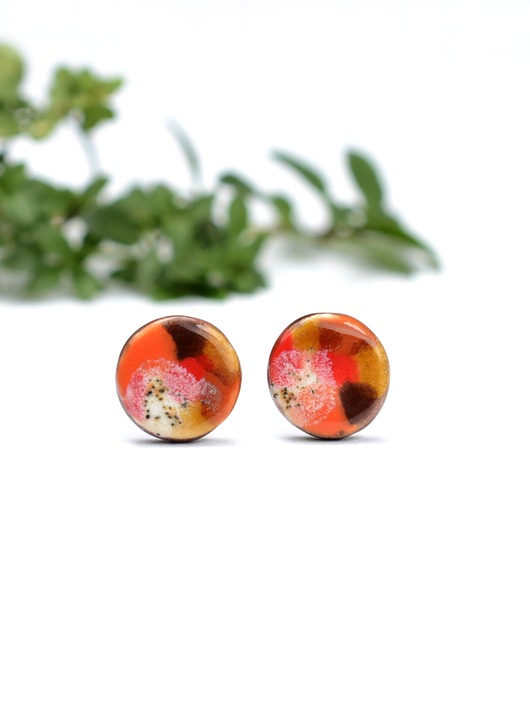 kolczyki ceramiczne Kolczyki energetyczne krajobrazy-sztyfty ceramiczne