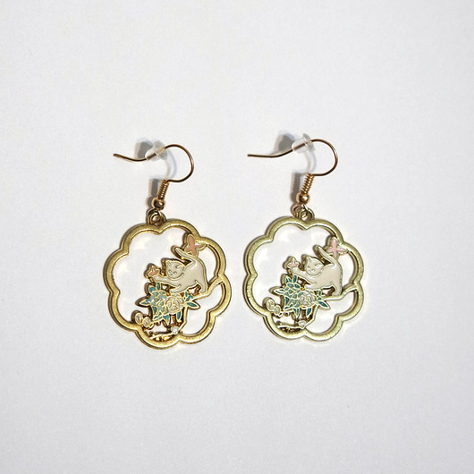 kolczyki - inne Kolczyki - Kotek, kwiatek