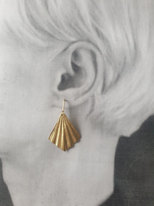 kolczyki z mosiądzu Kolczyki ORIGAMI małe wachlarze, mosiądz surowy