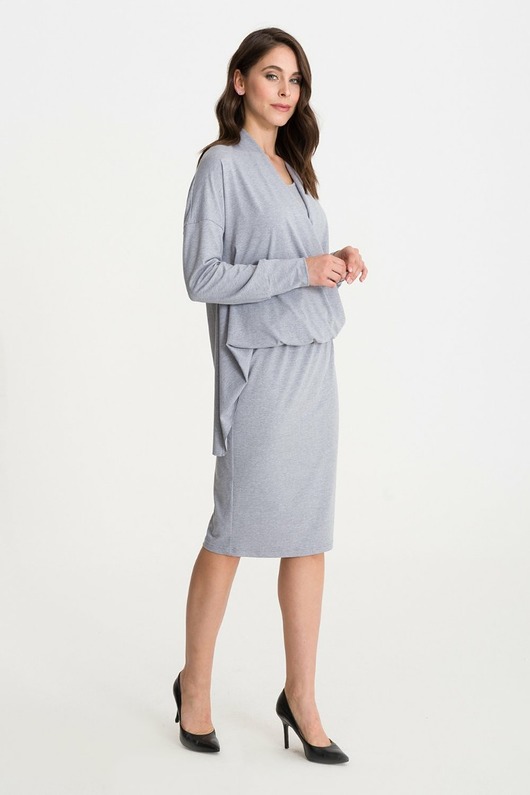 sukienki midi damskie Sukienka FORMALISTKA szary melanż