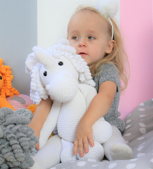 misie i maskotki Biały handmade jednorożec w rozmiarze XL