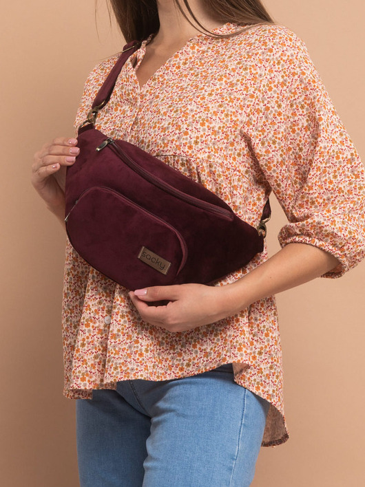 saszetka nerka Welurowa nerka miejska wino