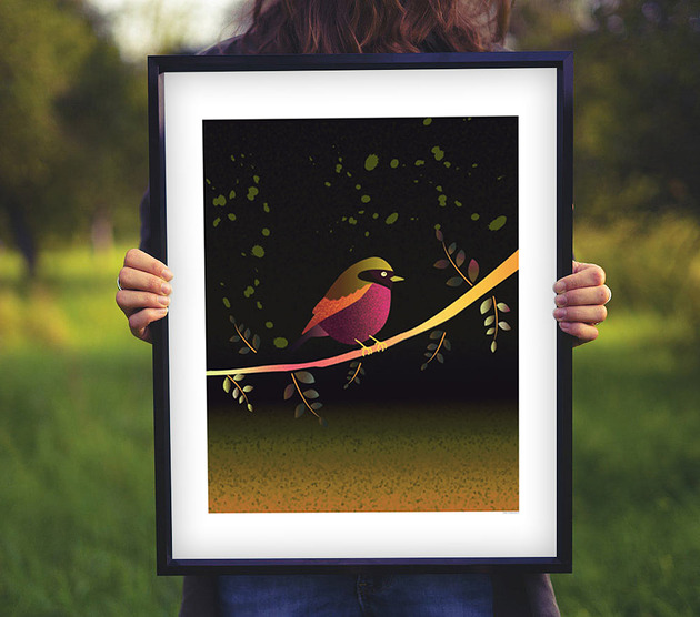 plakaty Autorski plakat dekoracyjny, ptaszek