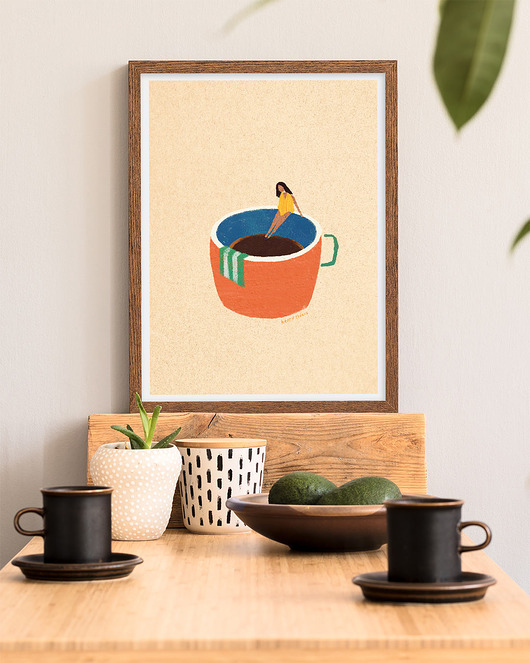 plakaty Pierwszy łyk espresso - plakat z kawą