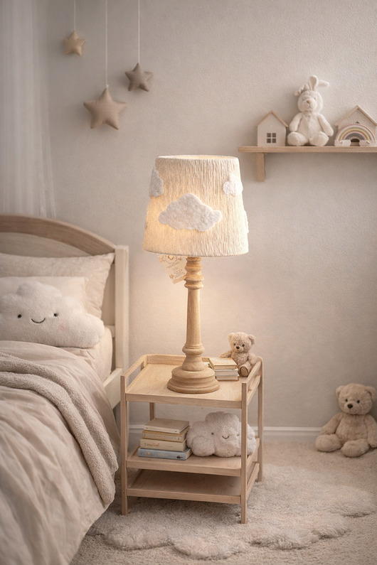 lampy do pokoju dziecka Lampka nocna z podstawką "Puszyste chmurki"