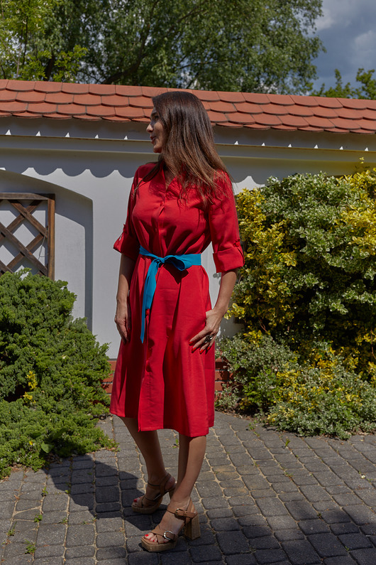 sukienki midi damskie Sukienka Alla Red Cupro