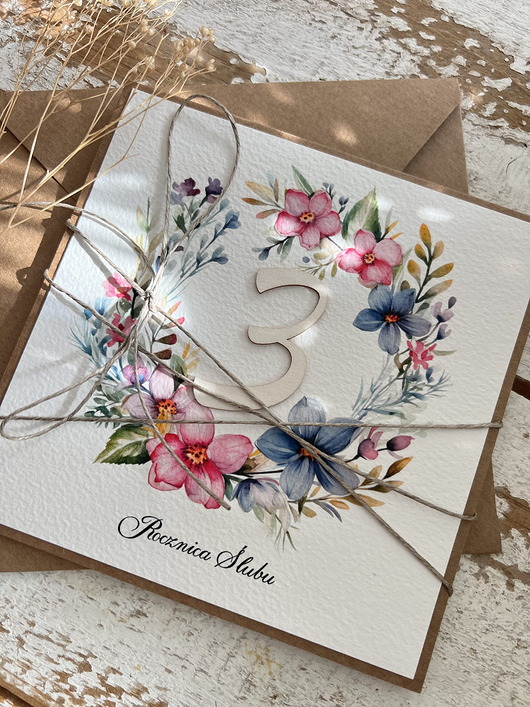 kartki scrapbooking Wyjątkowa kartka ręcznie robiona z okazji 3 rocznicy ślubu