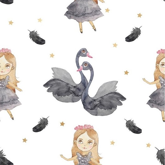 naklejki ścienne do pokoju dziecka Tapeta Black Swan White 53cmx10m PZ
