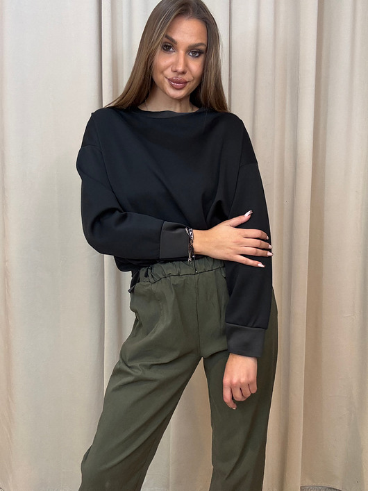bluza bez kaptura damska Bluza basic Nero