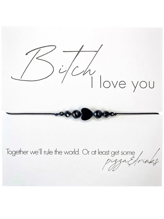 bransoletki na sznurku Bi.ch I love you Bransoletka z kamieni naturalnych Agat, Spinel, Onyks