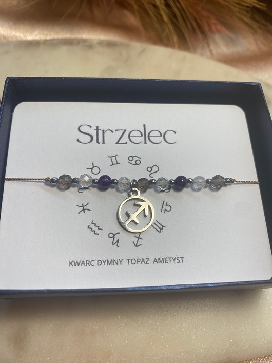 bransoletki na sznurku Bransoletka na jedwabnej nici kamienie naturalne Zodiak  Strzelec